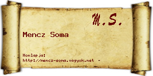 Mencz Soma névjegykártya